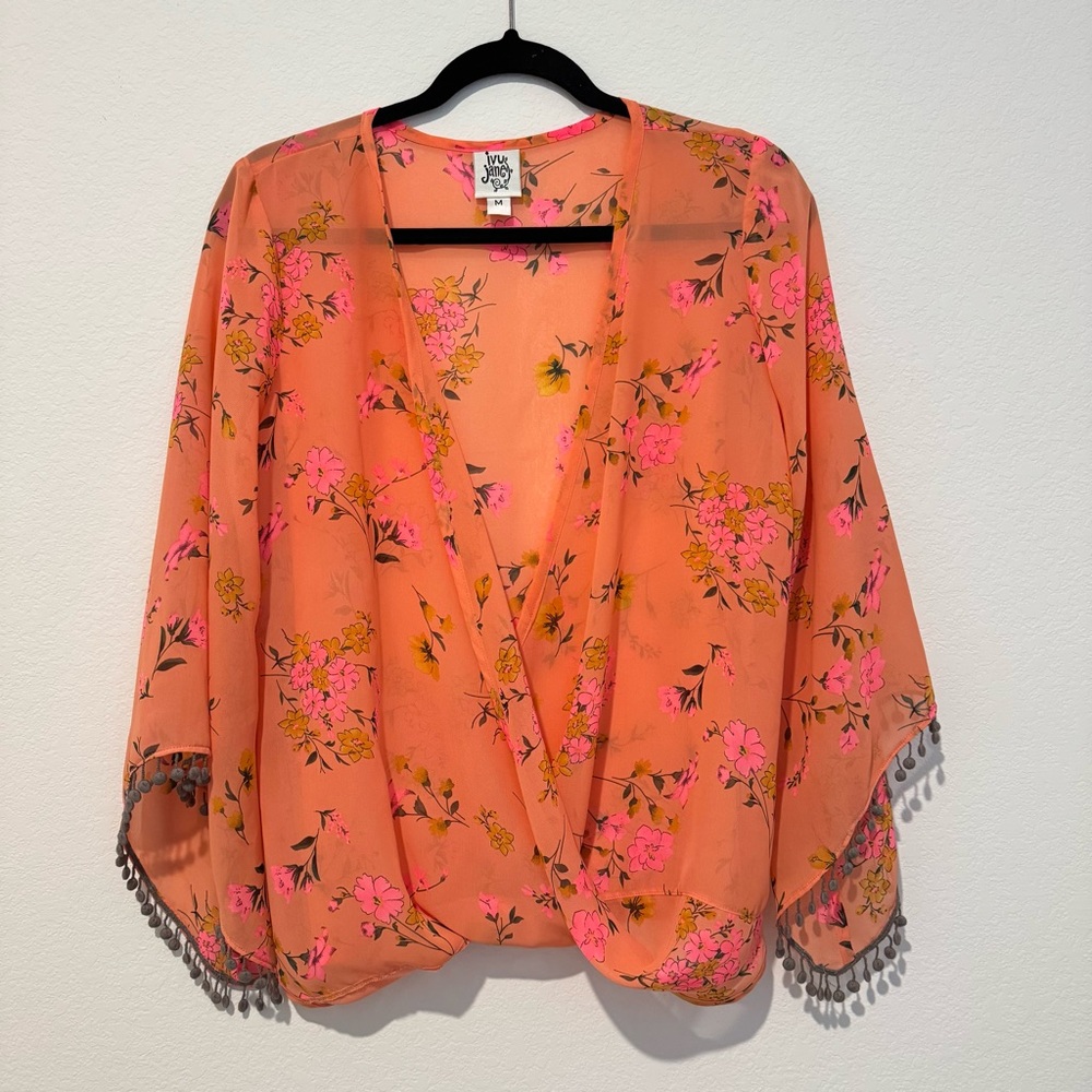 Ivy Jane Orange Wrap Blouse with Relaxed Fit